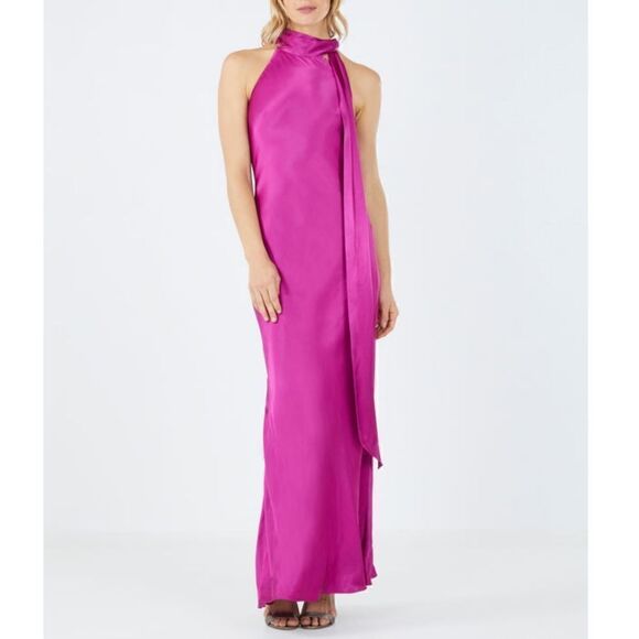 BCBGMaxAzria Dresses & Skirts - Halter Crepe Gown Wild Aster